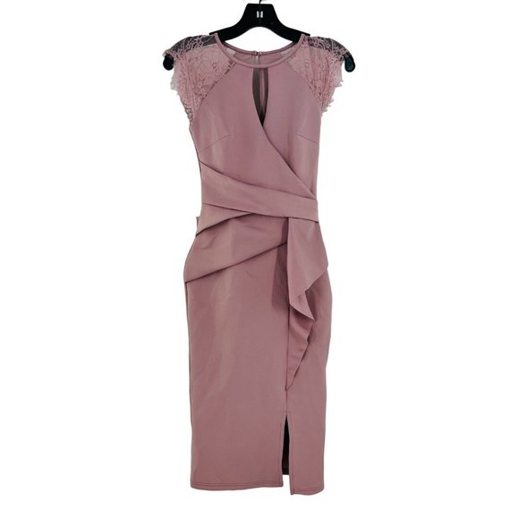 Lipsy Dresses Lipsy London Womens Purple Lace Nude Eyelash Bodycon